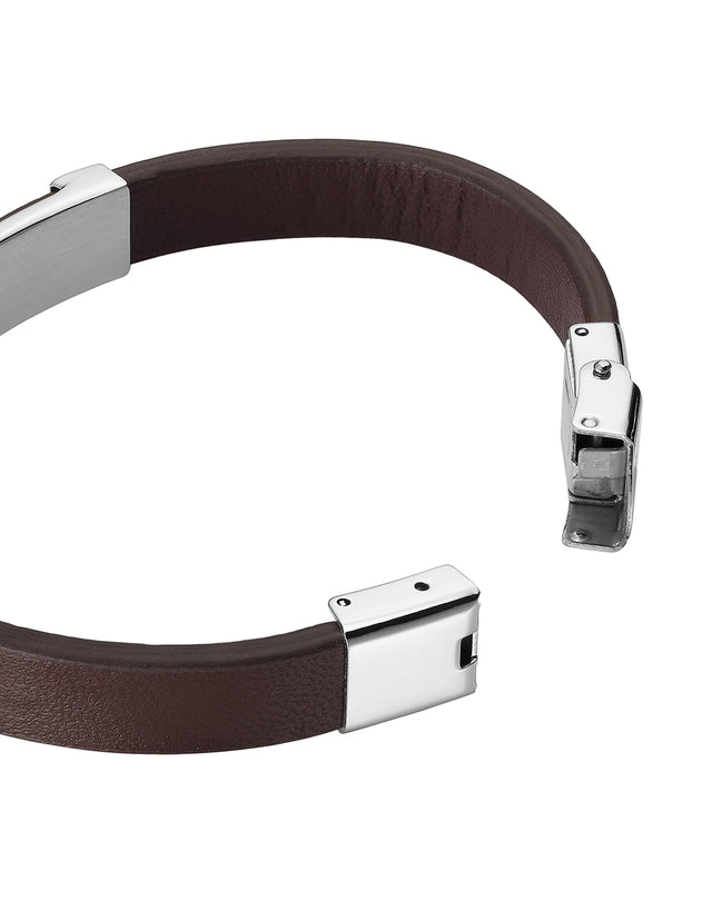 Pulsera Enso Piel Genuina Para Hombre EMB144BR Color Café