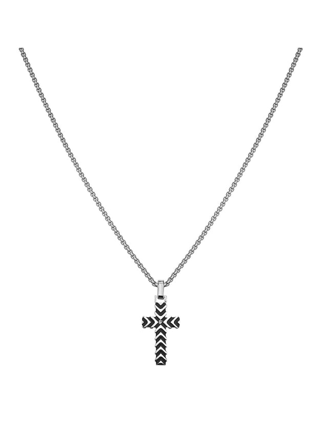 Collar Enso Hombre Beveled Cross EMN275S Acero
