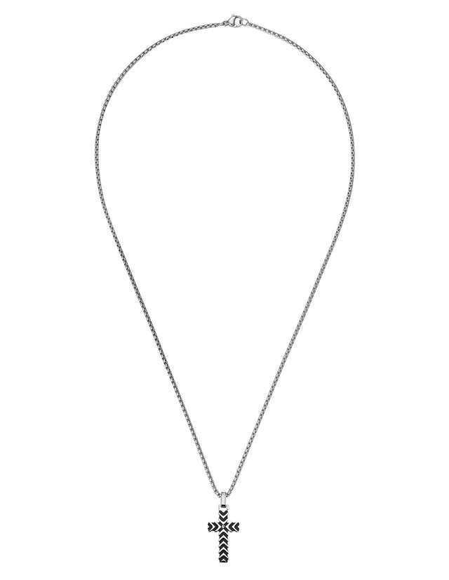 Collar Enso Hombre Beveled Cross EMN275S Acero