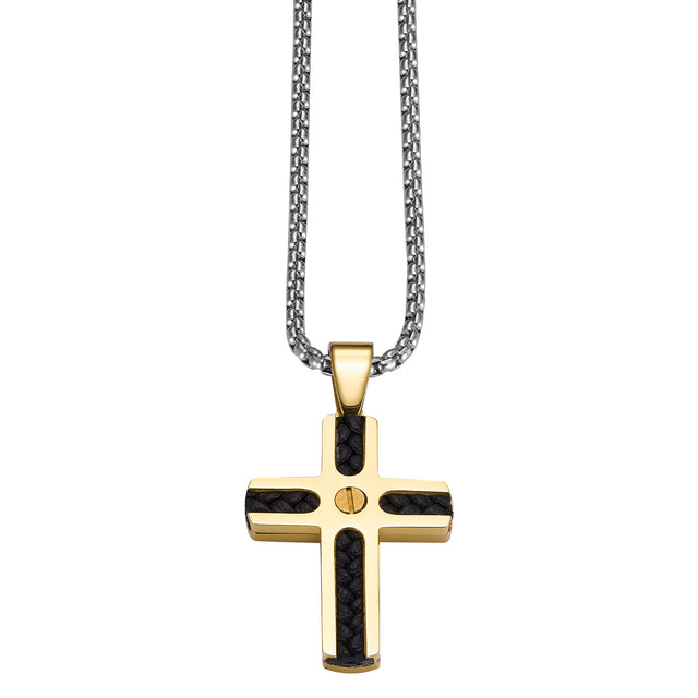 Collar Enso Hombre Cross Gold Inlay EMN312G Dorado