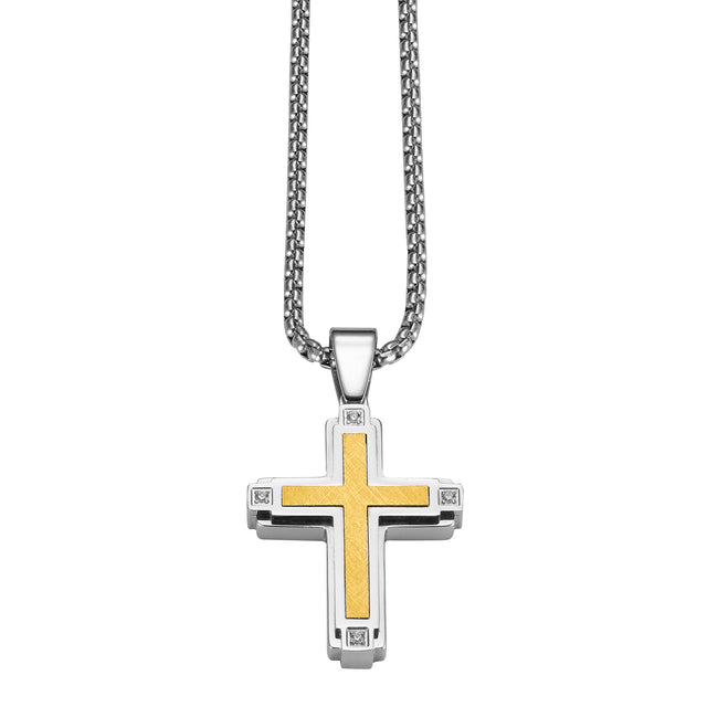Collar Enso Hombre Cross Two Tone EMN316G Dorado