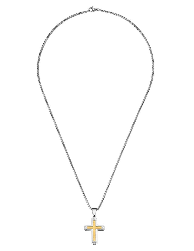 Collar Enso Hombre Cross Two Tone EMN316G Dorado
