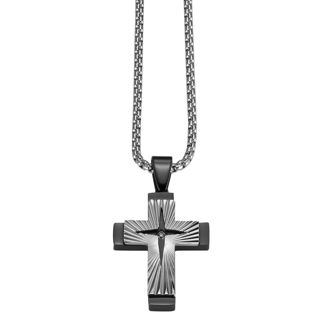 Collar Enso Hombre Cross Dark Engraved EMN318S Acero
