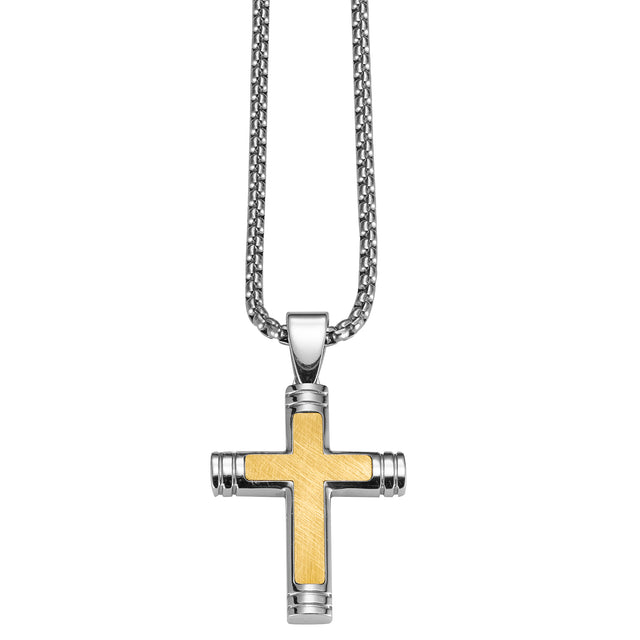 Collar Enso Hombre Cross Bar Two Tone EMN320G Dorado