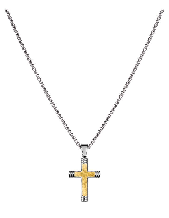 Collar Enso Hombre Cross Bar Two Tone EMN320G Dorado