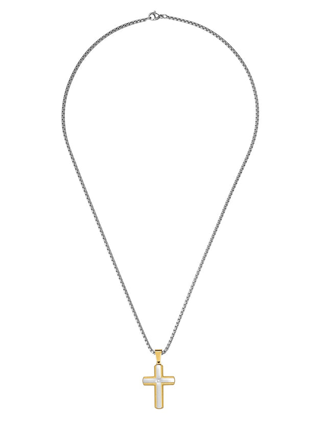 Collar Enso Hombre Cross Outline Gold EMN323G Dorado
