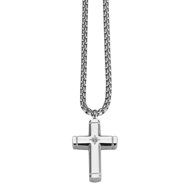 Collar Enso Hombre Classic Cross Steel EMN324S Acero