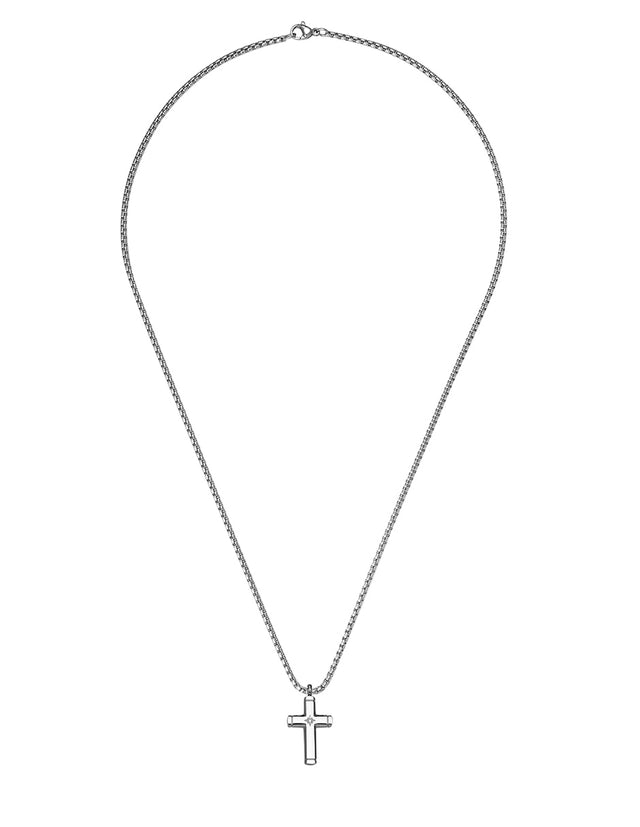 Collar Enso Hombre Classic Cross Steel EMN324S Acero