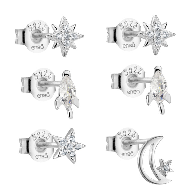 Set de Aretes Plata 925 Enso Para Mujer ESE125S Plateado