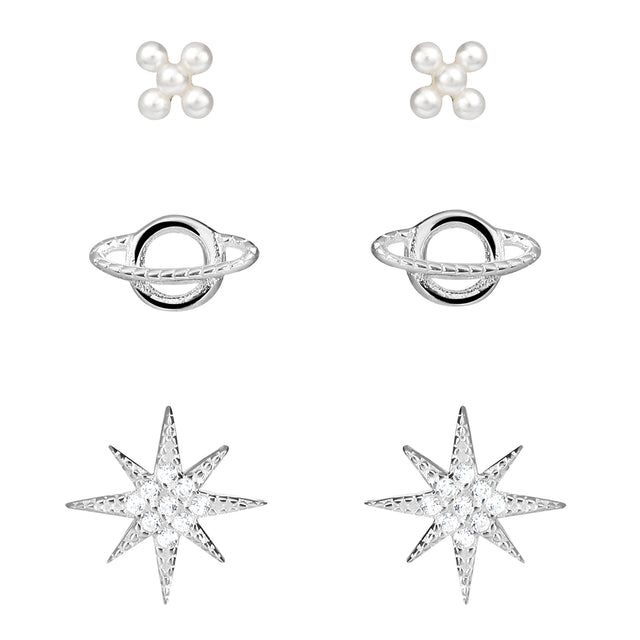 Set de Aretes Plata 925 Enso Para Mujer ESE126S Plateado