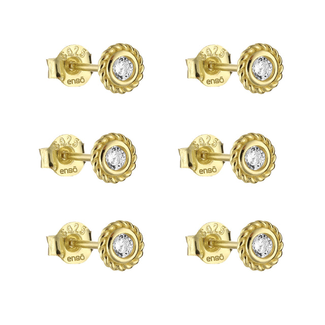 Set de Aretes Plata 925 Enso Para Mujer ESE136G Dorado