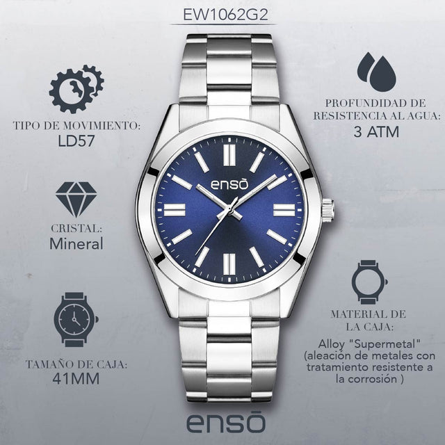 Reloj de Pulsera Enso Para Hombre EW1062G2R Plateado