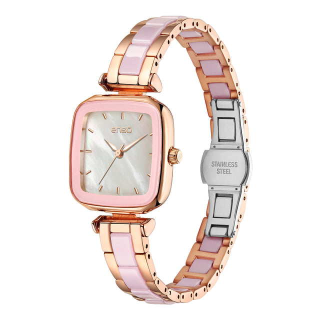 Reloj de Pulsera Enso Cerámica para Dama EW1067L2 color Oro Rosa