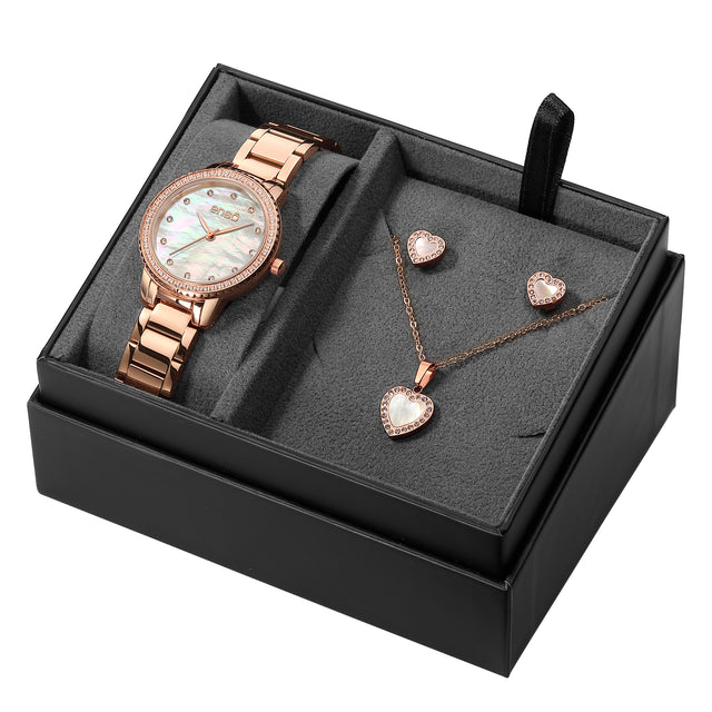 Set de Reloj y Joyería Enso Para Mujer EWBSL11 Color Rosado