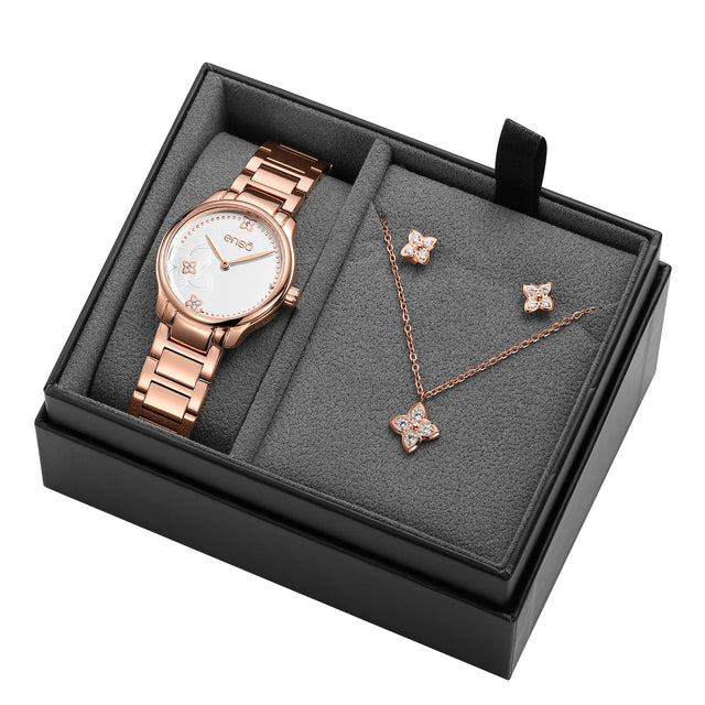Set de Reloj y Joyería Enso Para Mujer EWBSL13 Color Oro Rosa