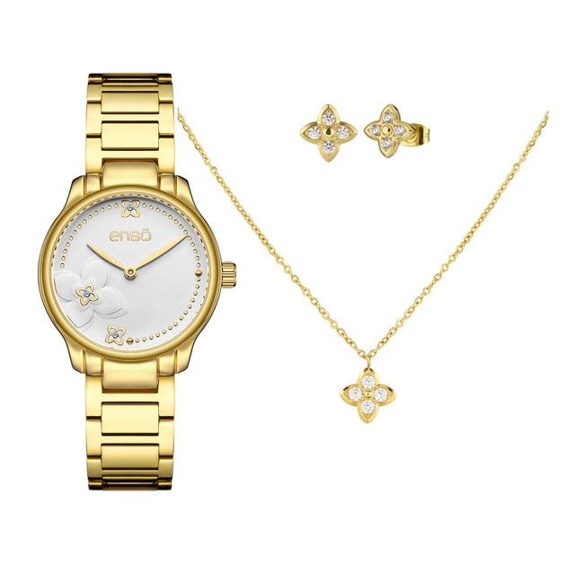 Set de Reloj y Joyería Enso Para Mujer EWBSL14 Color Dorado