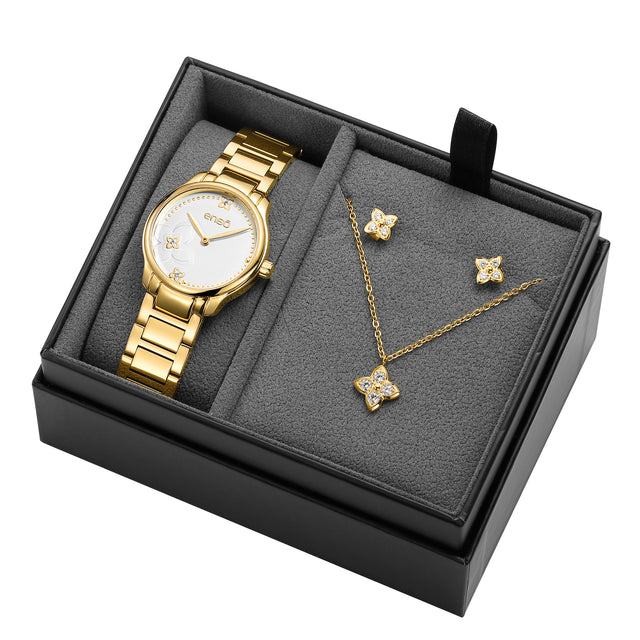 Set de Reloj y Joyería Enso Para Mujer EWBSL14 Color Dorado